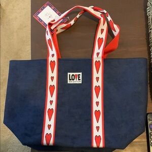 Brighton Blue Tote with Heart Straps